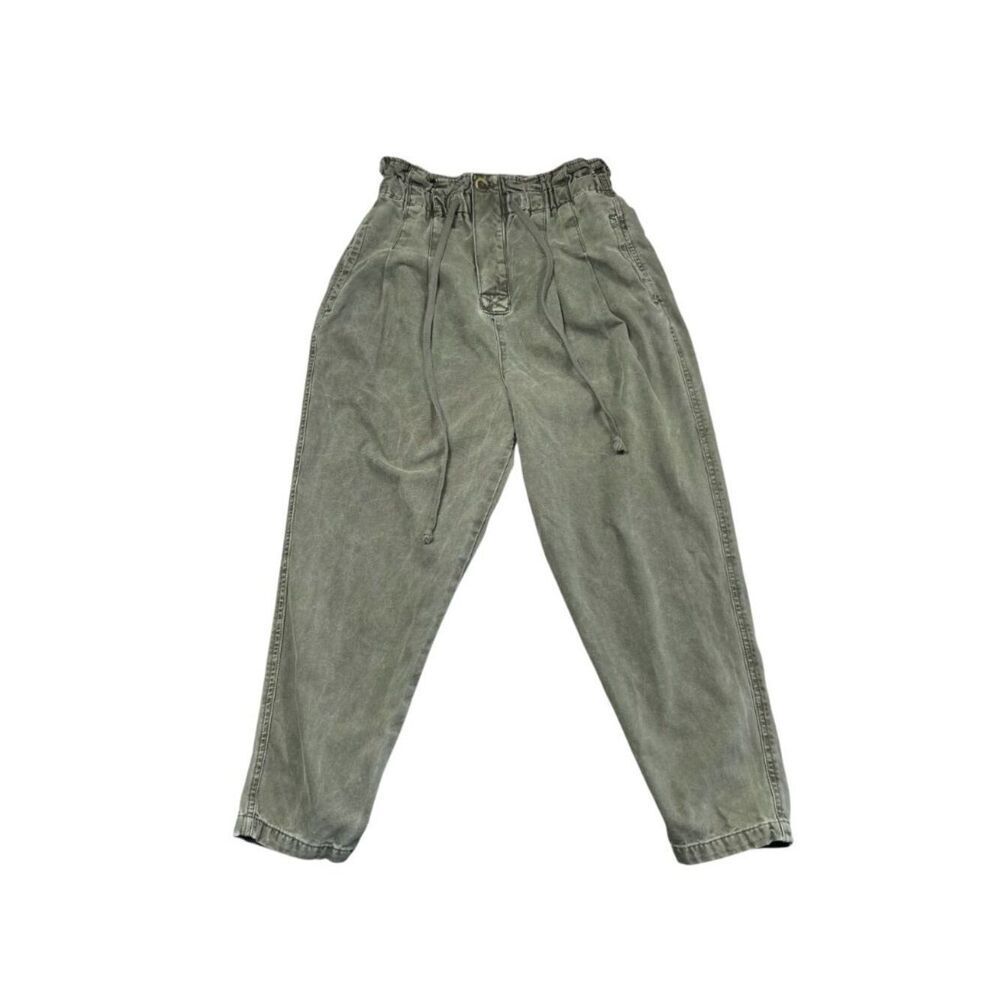 Free People Margate Pleated Drawstring Jogger Trouser Green Size Small - Picture 2 of 10